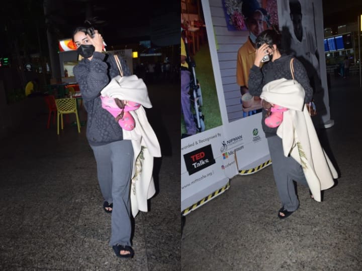 Ananya Pandey was seen hiding her face while looking at the camera at the airport, looked like this in a casual outfit