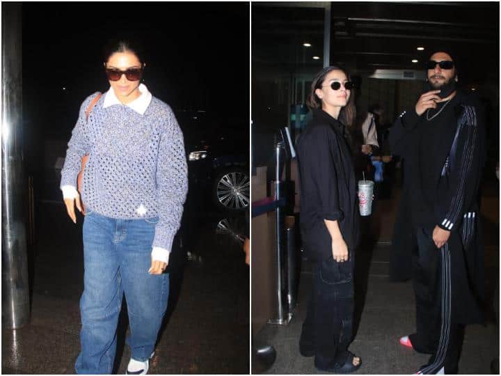 Deepika alone at the airport, Ranveer Singh spotted with Alia, all three stars seen in stylish look
