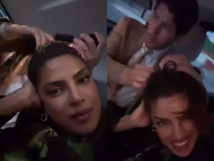 Nick Jonas was seen untying Priyanka Chopra's ponytail in a moving car, Pisci shared a cute video