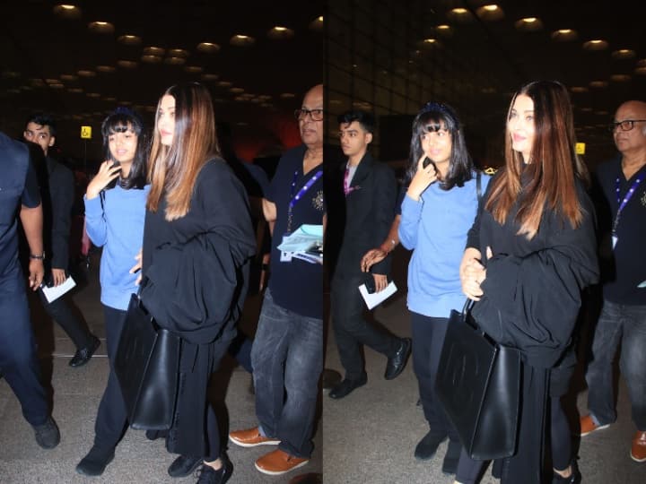 Aishwarya Rai Bachchan spotted at the airport with Aaradhya, posed holding her daughter's hand