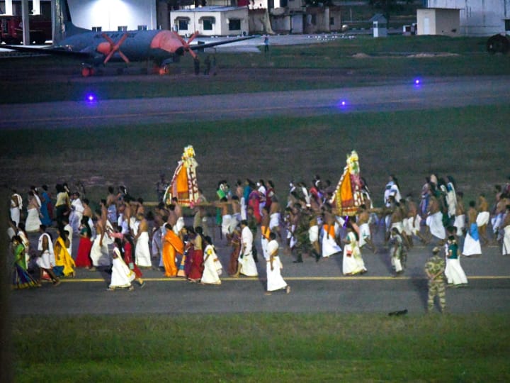 Temple procession passed through the runway, flight services at the airport remained suspended for five hours
