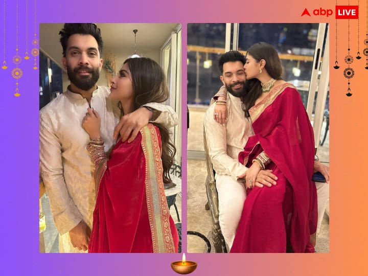 Mouni Roy got cozy with her husband on Diwali..showed love with a kiss, see pictures of the couple's celebration
