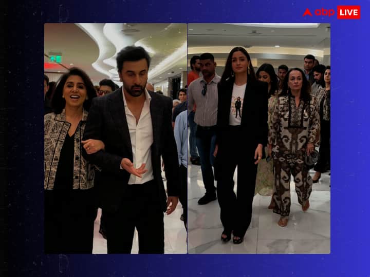 Ranbir arrived at the 'Animal' screening holding his mother's hand, Alia entered with her family.