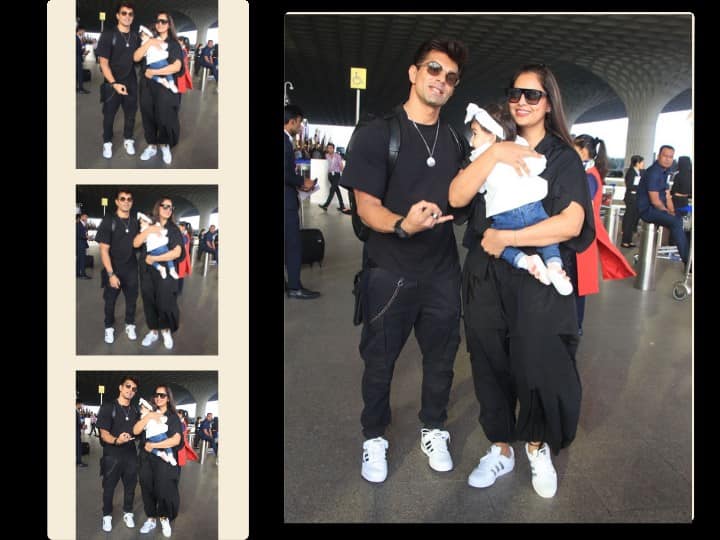 Bipasha Basu spotted at the airport with daughter Devi and husband Karan Singh Grover, see pictures