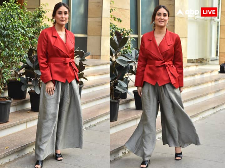 Kareena Kapoor was spotted at an event wearing gray palazzo with red blazer...users said - 'Aunty is done'