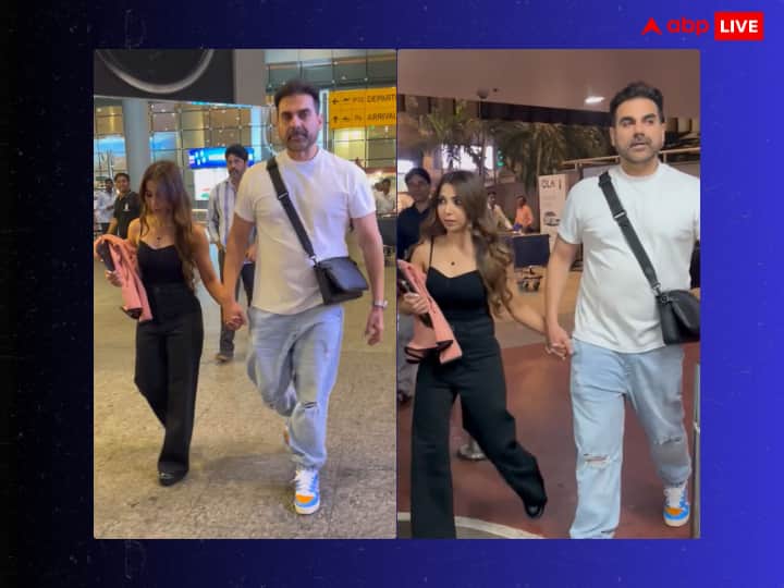 Arbaaz Khan spotted at the airport holding hands with his wife, Shura wreaked havoc in deepneck top