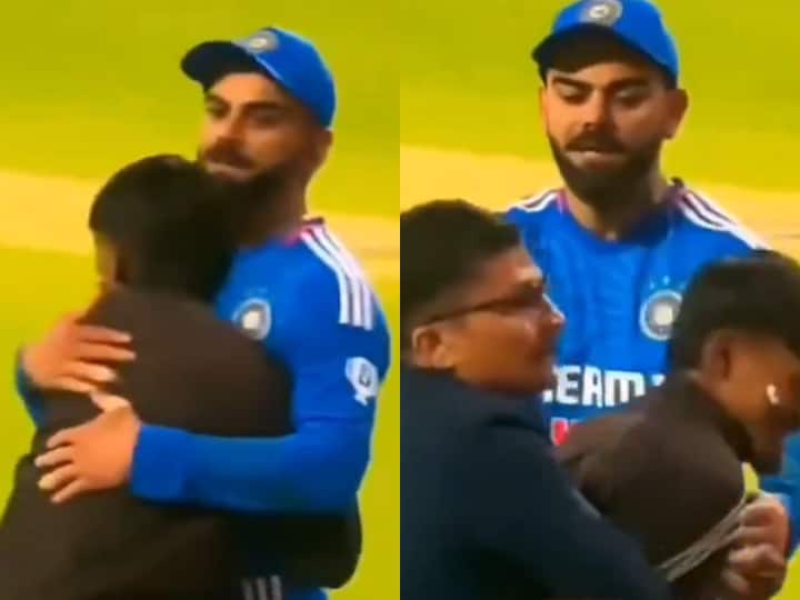 King Kohli won hearts in the live match, fan hugged his feet, said to the security officer - take it easy...