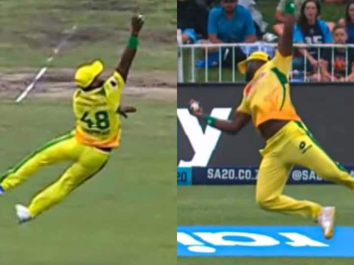 Super Kings player flew in the air and took an amazing catch with one hand, will watch the video again and again