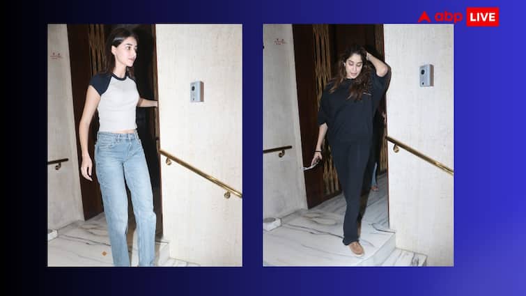 Ananya Pandey was spotted in casual look while Jhanvi Kapoor was spotted in all black look, the actresses looked beautiful even without makeup.