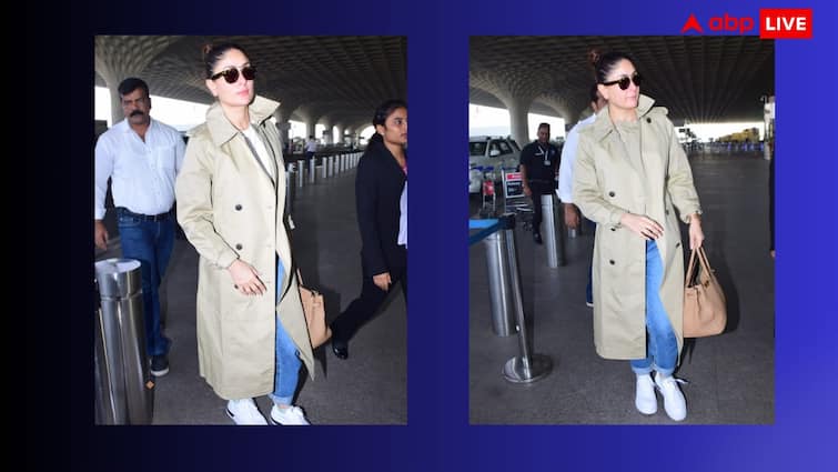 Kareena Kapoor made a grand entry at the airport wearing a long overcoat, fans went crazy about the actress's style.