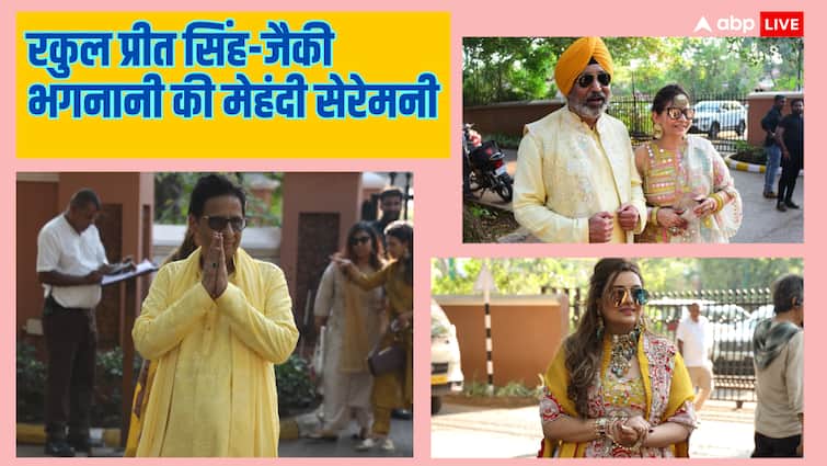 Parents of bride and groom were seen wearing yellow outfits in Jackie-Rakul's mehendi ceremony, see pictures