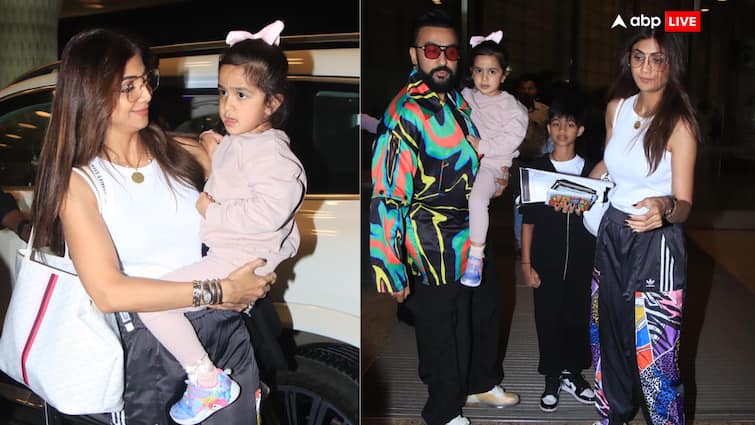Shilpa Shetty went out for a holiday with her family on Valentine's Day, the entire family was seen at the airport.